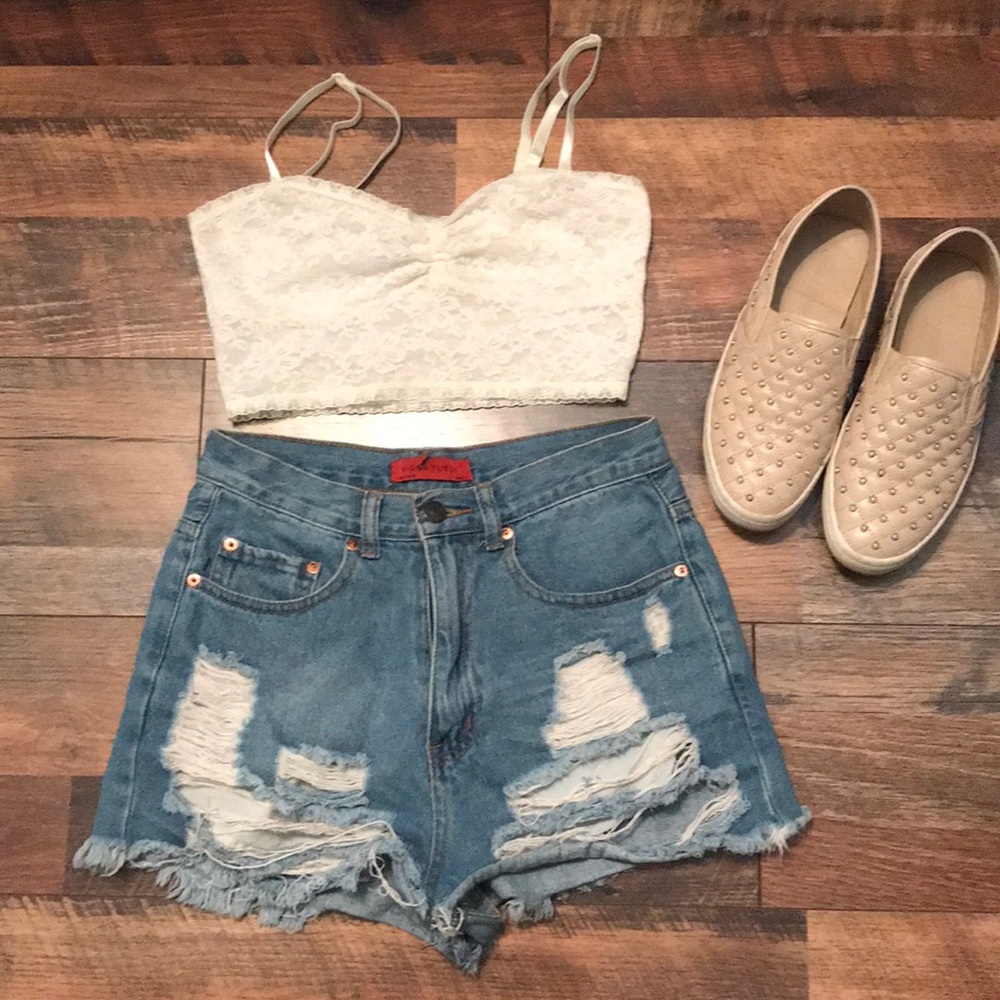 High waisted jean shorts